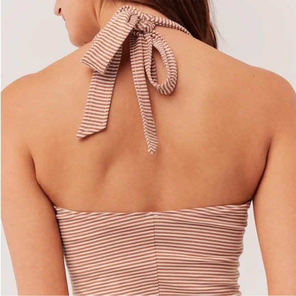 Pact Organic Cotton Shell Stripe Fit & Flare Halter Dress - S - Picture 3 of 12
